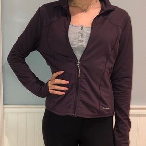 purple zip up athletic sweatshirt